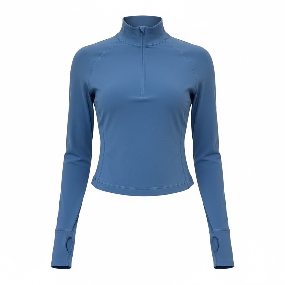 Lululemon Womens Quarter Zip Jogger Top Blue Long Sleeve Pullover Size 10